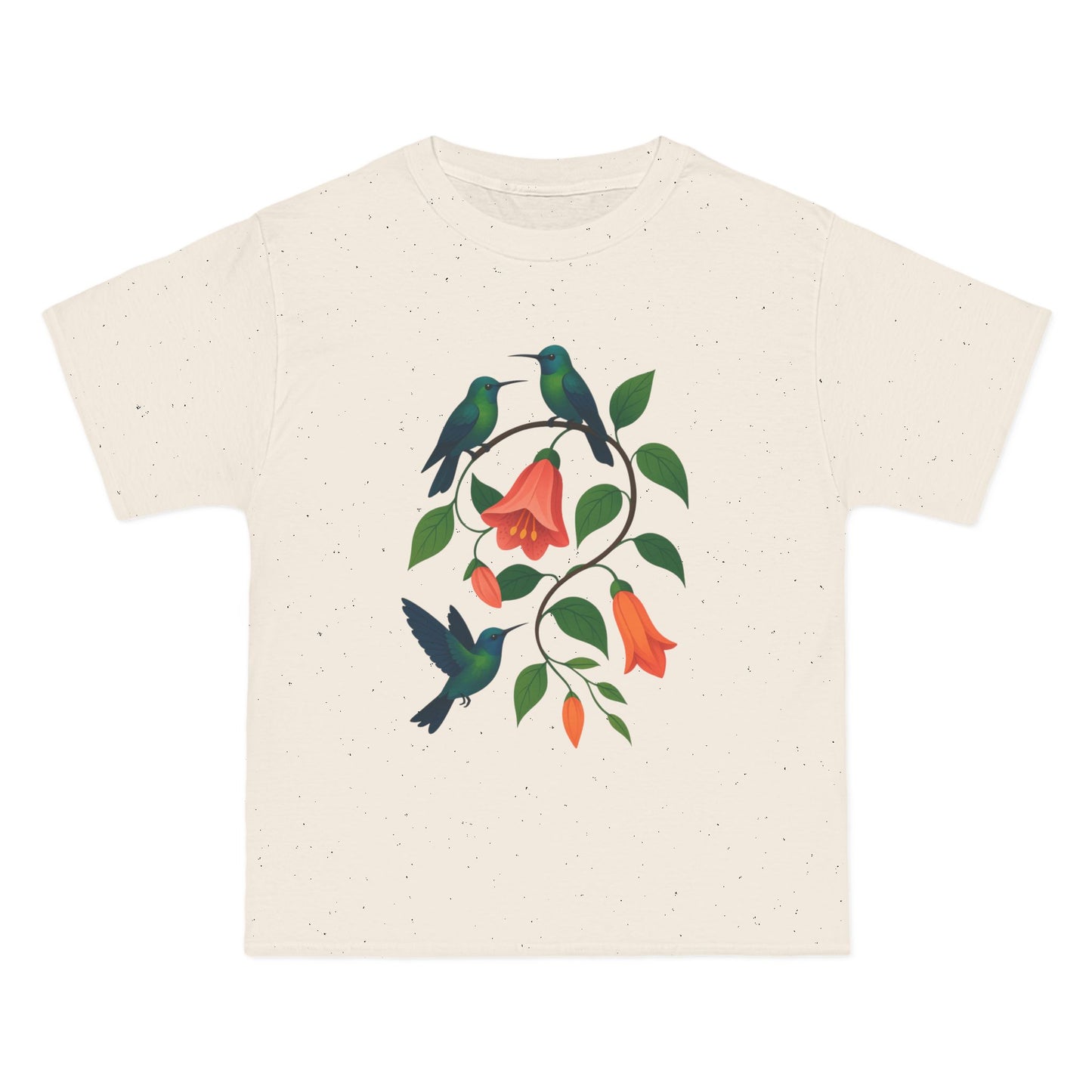Floral Hummingbird Tee, Short-Sleeve T-Shirt, Nature Lover Gift, Floral Graphic Shirt, Summer Style, Eco-Friendly Fashion