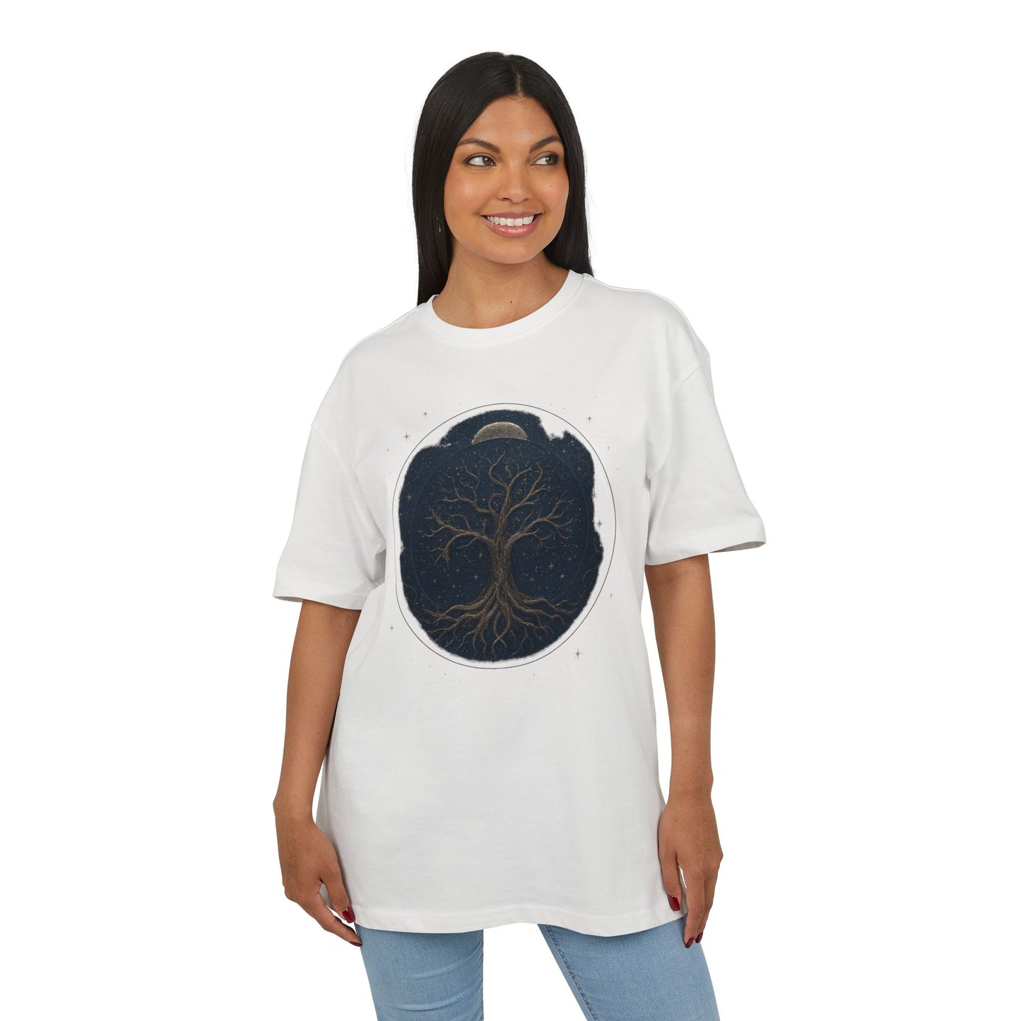 Oversize Tee - Tree of Life Connection Between Earth and Heaven Design