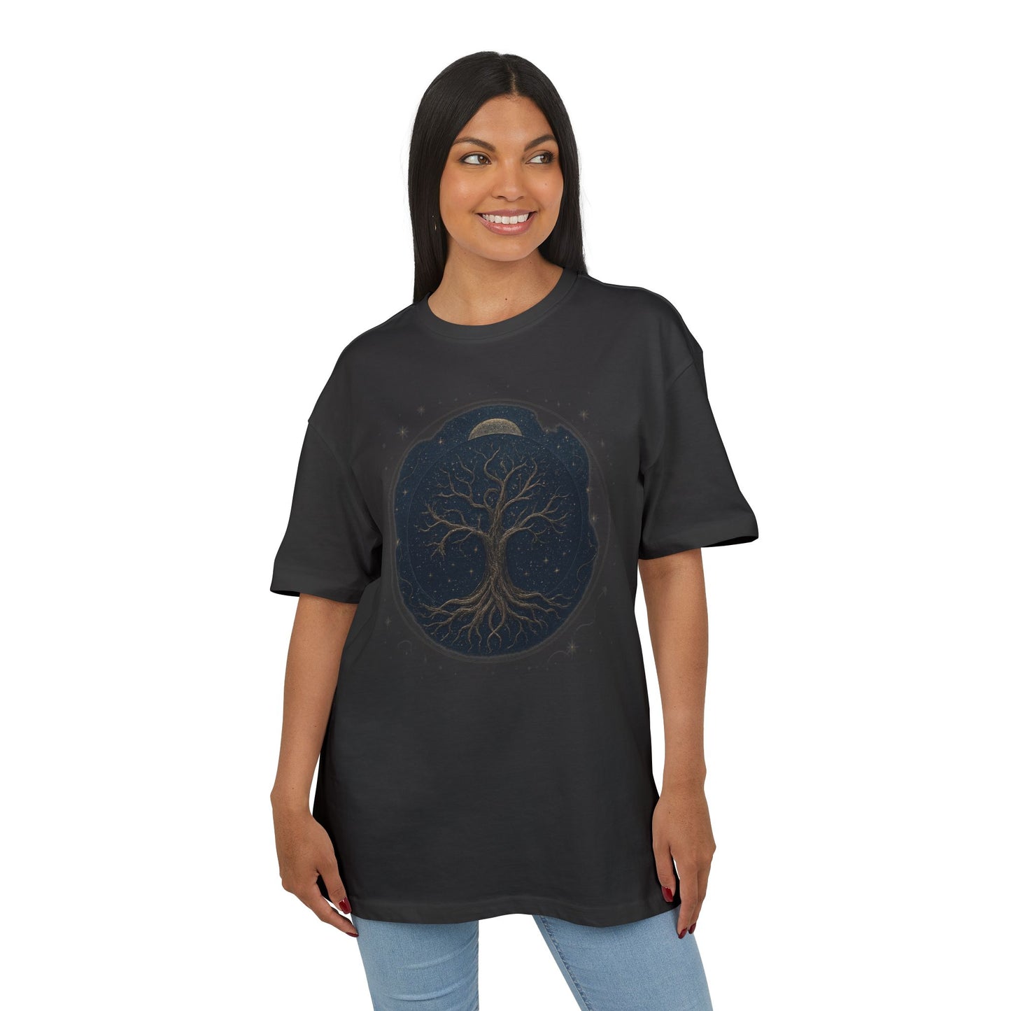 Oversize Tee - Tree of Life Connection Between Earth and Heaven Design
