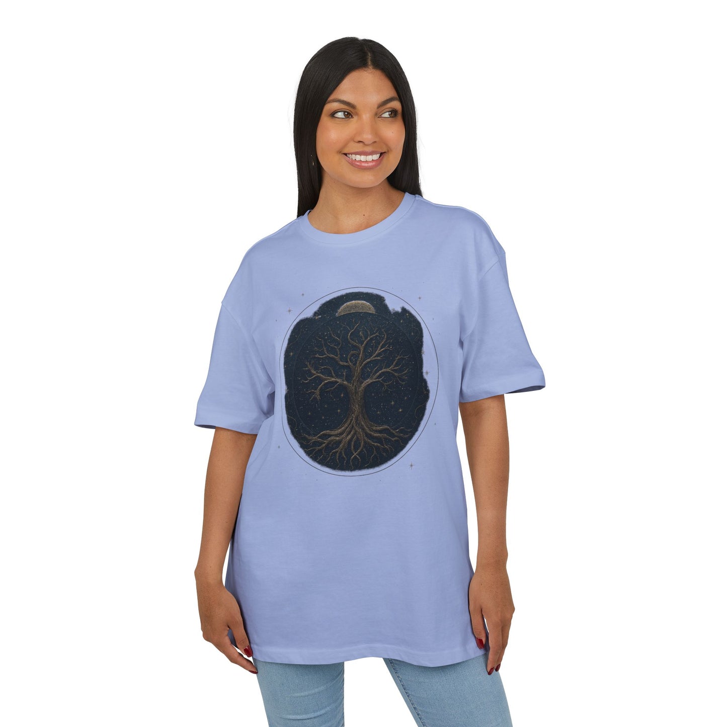 Oversize Tee - Tree of Life Connection Between Earth and Heaven Design