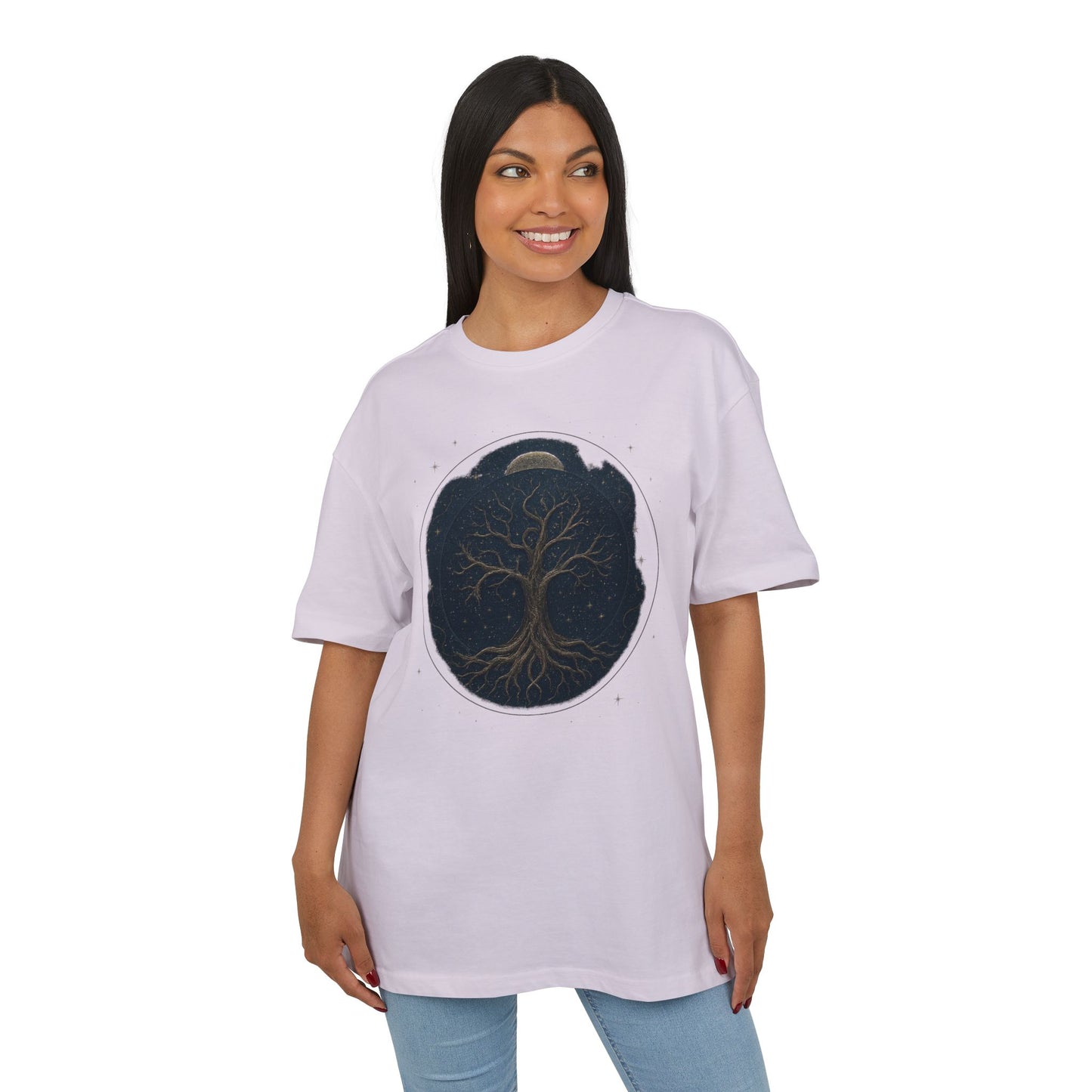 Oversize Tee - Tree of Life Connection Between Earth and Heaven Design