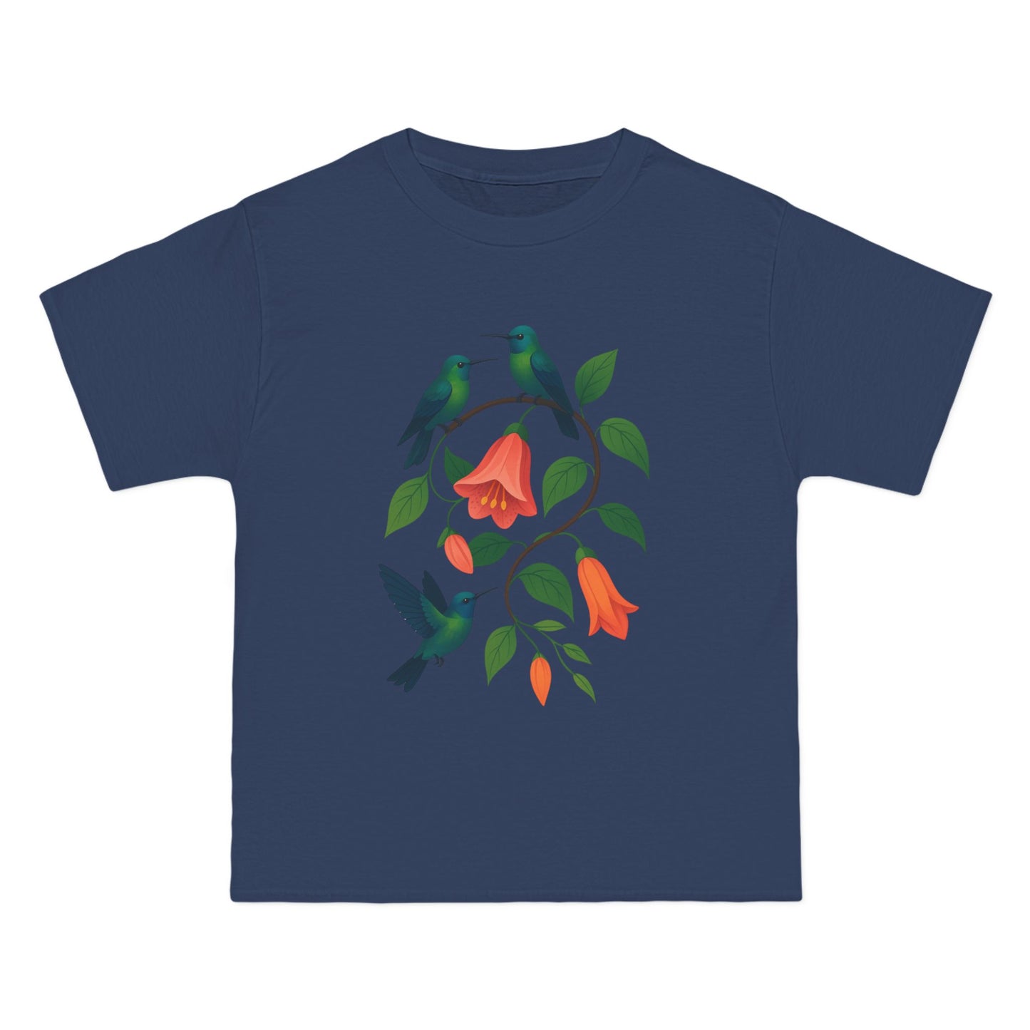 Floral Hummingbird Tee, Short-Sleeve T-Shirt, Nature Lover Gift, Floral Graphic Shirt, Summer Style, Eco-Friendly Fashion