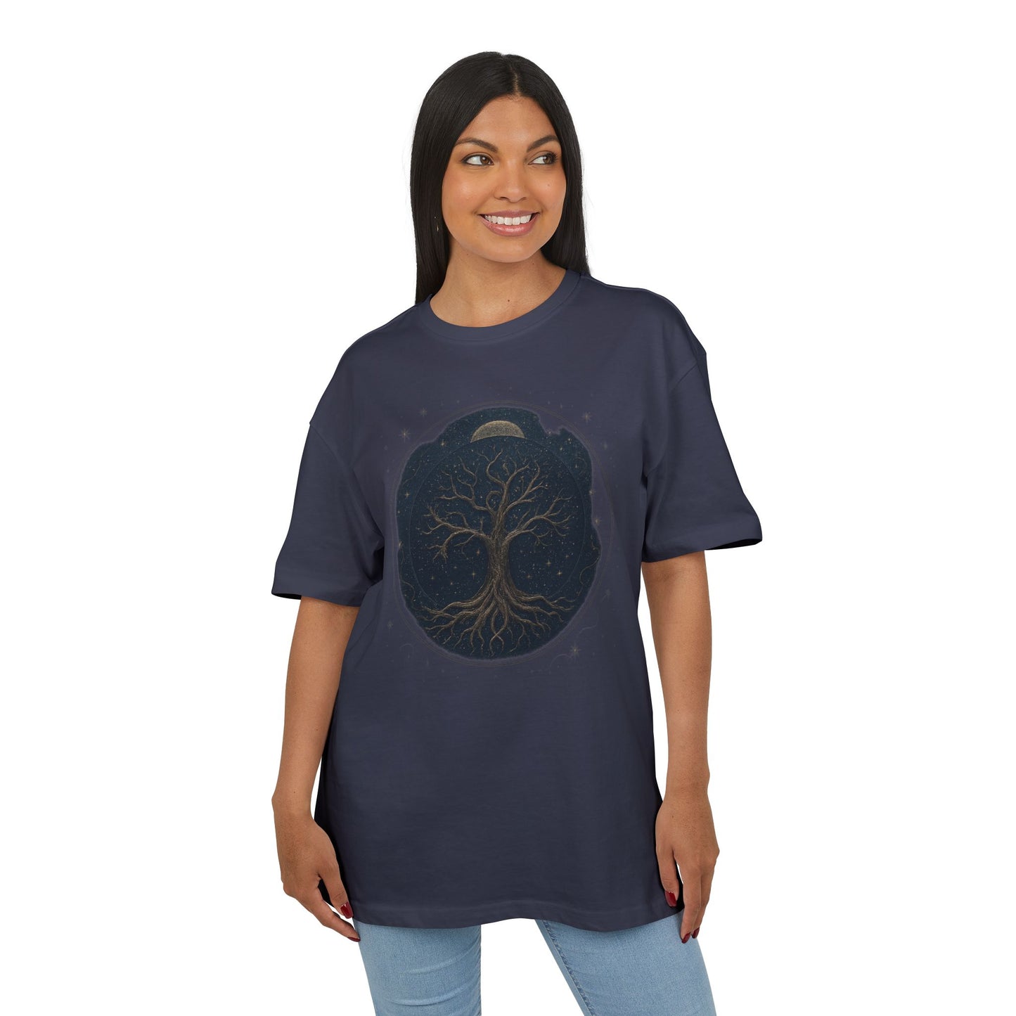 Oversize Tee - Tree of Life Connection Between Earth and Heaven Design