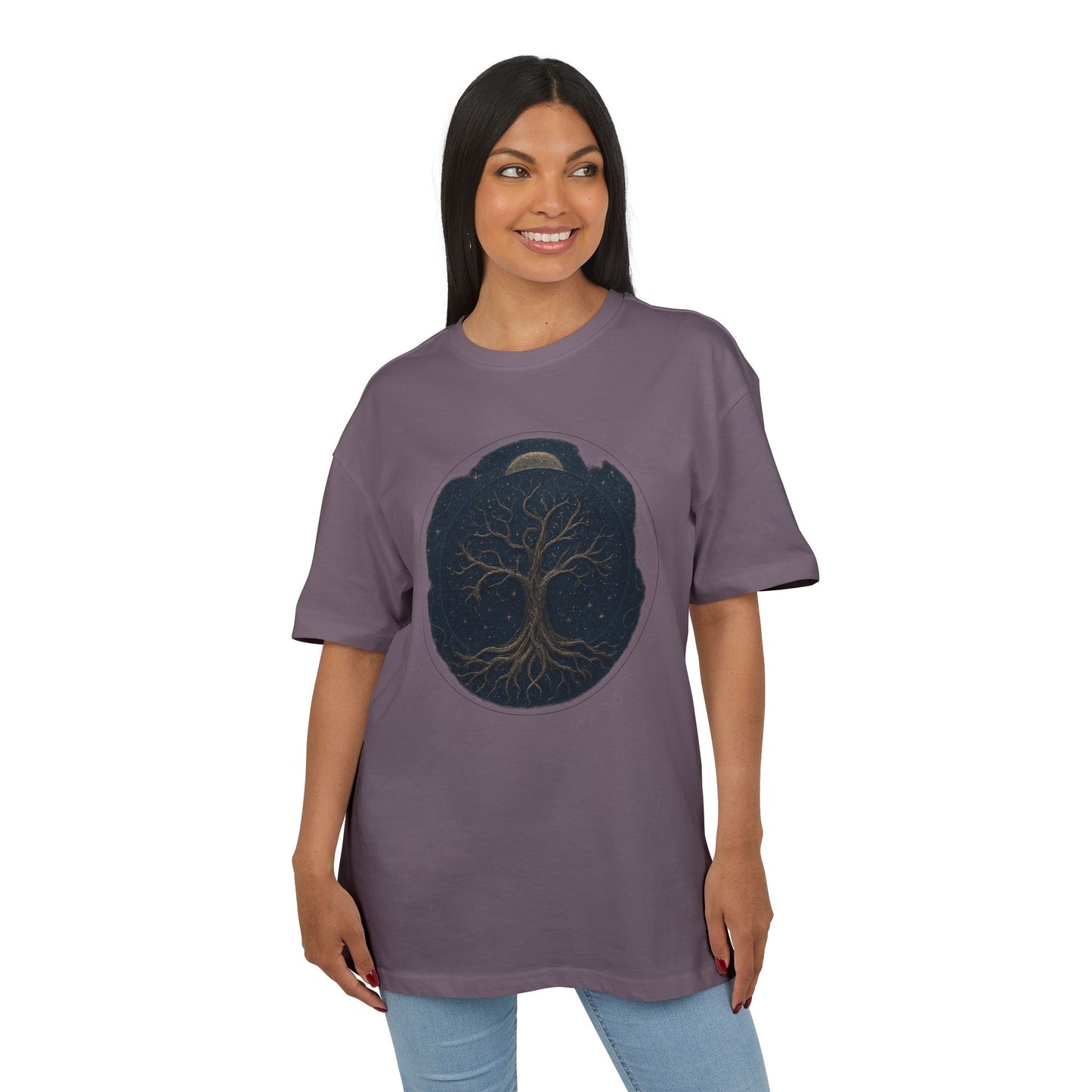 Oversize Tee - Tree of Life Connection Between Earth and Heaven Design