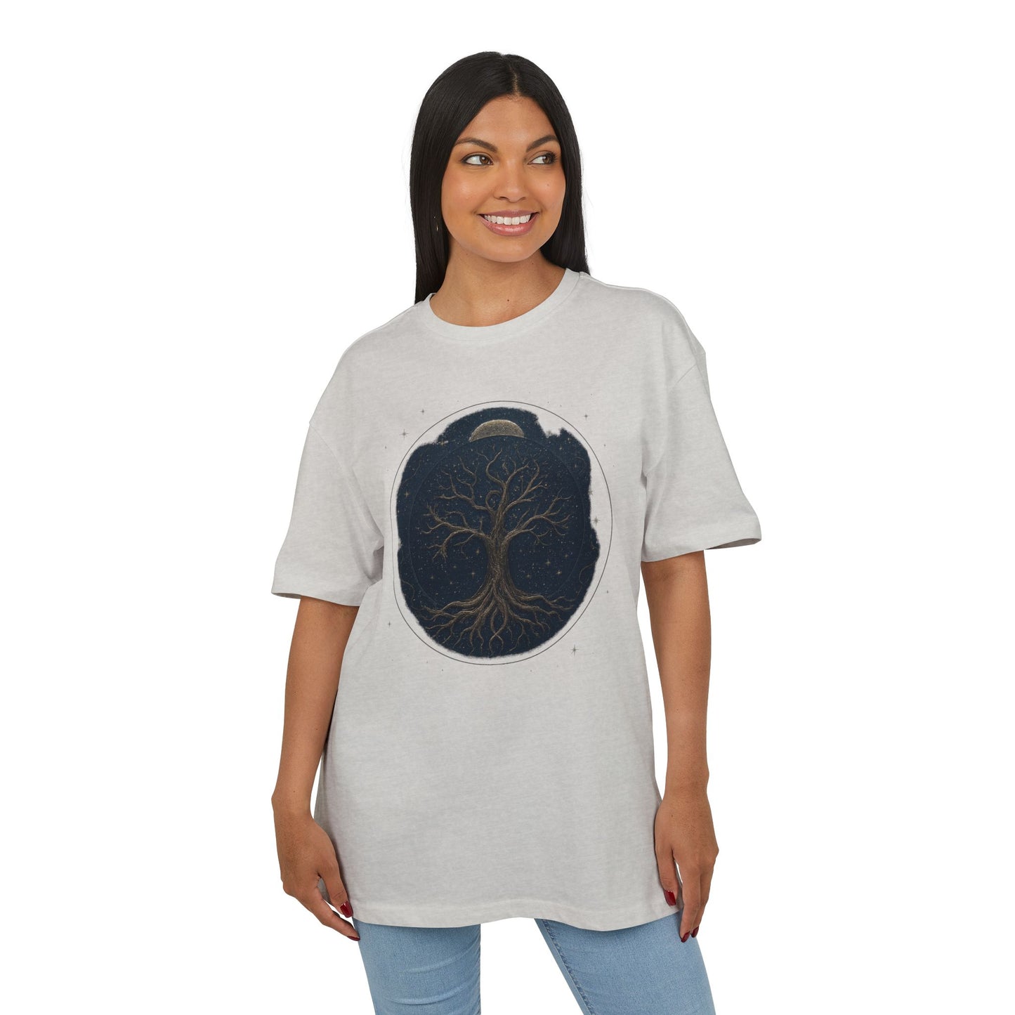 Oversize Tee - Tree of Life Connection Between Earth and Heaven Design