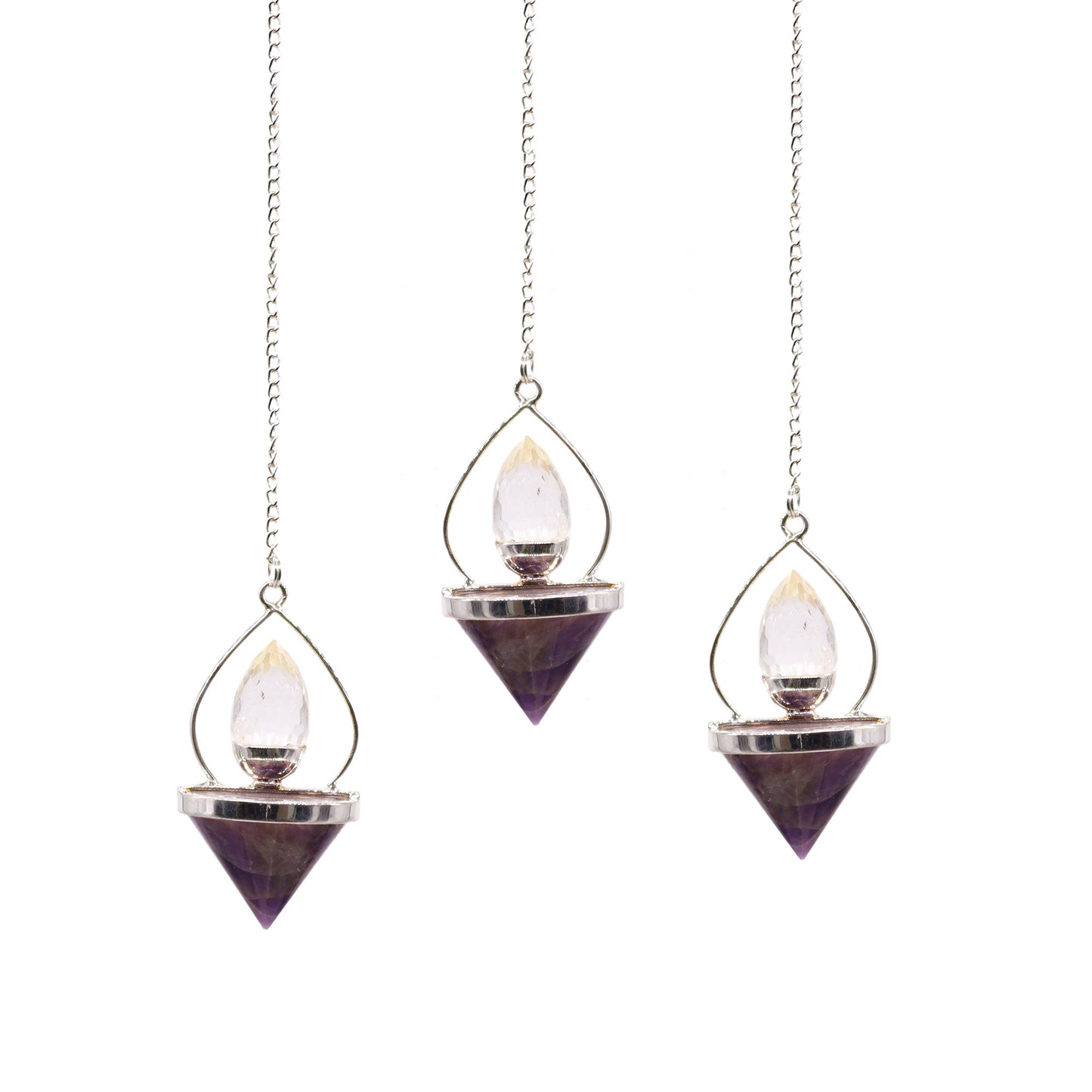 gemstone lantern of life of rock pendulum- Amethyst and rock quartz