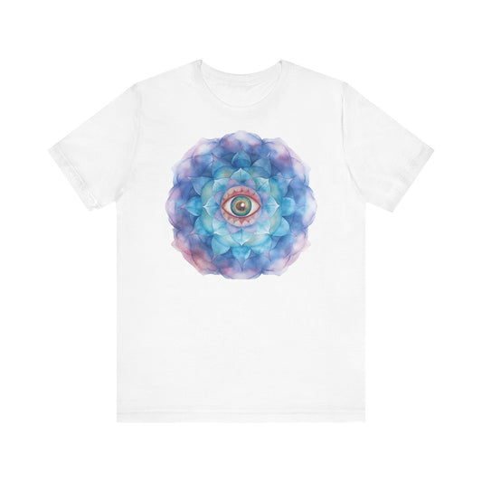 Mystical Eye Unisex Jersey Tee – Boho Psychedelic Floral Design