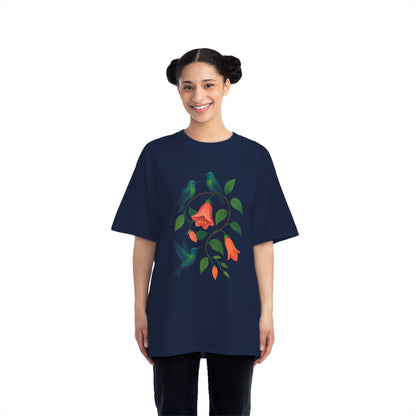 Floral Hummingbird Tee, Short-Sleeve T-Shirt, Nature Lover Gift, Floral Graphic Shirt, Summer Style, Eco-Friendly Fashion