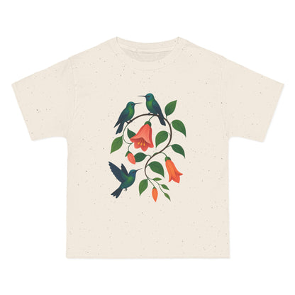 Floral Hummingbird Tee, Short-Sleeve T-Shirt, Nature Lover Gift, Floral Graphic Shirt, Summer Style, Eco-Friendly Fashion