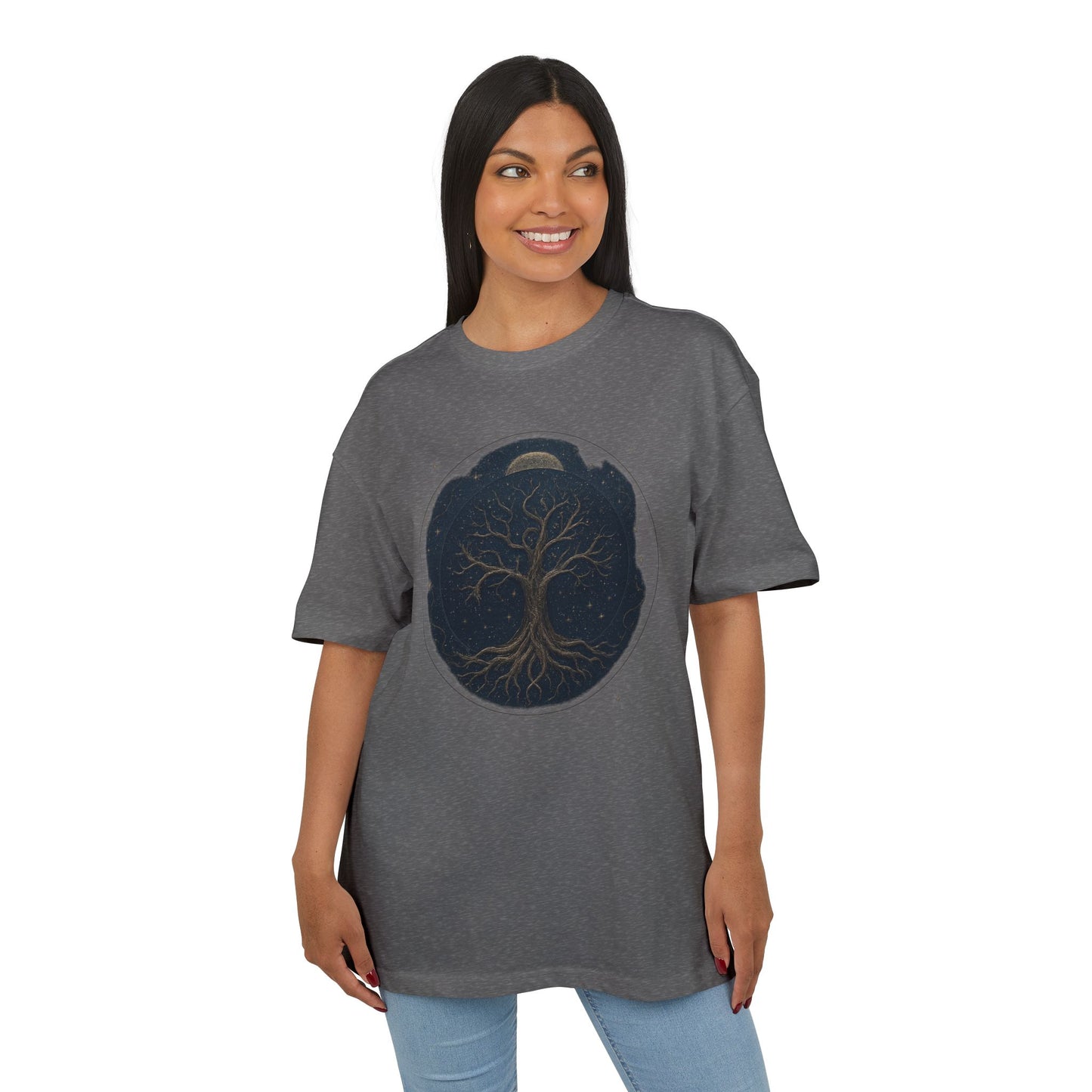 Oversize Tee - Tree of Life Connection Between Earth and Heaven Design