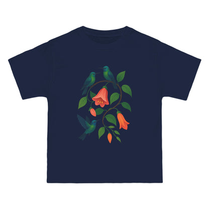 Floral Hummingbird Tee, Short-Sleeve T-Shirt, Nature Lover Gift, Floral Graphic Shirt, Summer Style, Eco-Friendly Fashion