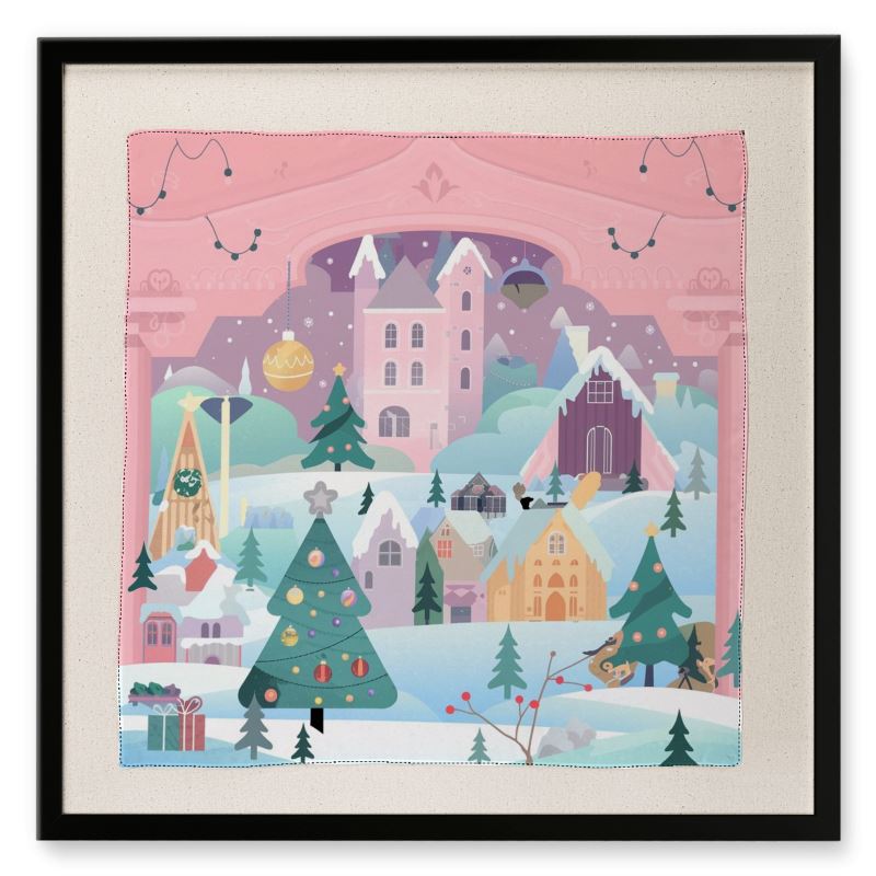 wonder land in Christmas framed silk Scarf