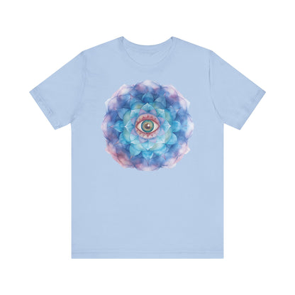 Mystical Eye Unisex Jersey Tee – Boho Psychedelic Floral Design