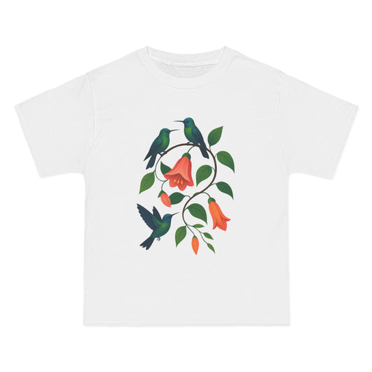 Floral Hummingbird Tee, Short-Sleeve T-Shirt, Nature Lover Gift, Floral Graphic Shirt, Summer Style, Eco-Friendly Fashion