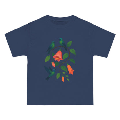 Floral Hummingbird Tee, Short-Sleeve T-Shirt, Nature Lover Gift, Floral Graphic Shirt, Summer Style, Eco-Friendly Fashion