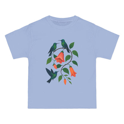 Floral Hummingbird Tee, Short-Sleeve T-Shirt, Nature Lover Gift, Floral Graphic Shirt, Summer Style, Eco-Friendly Fashion