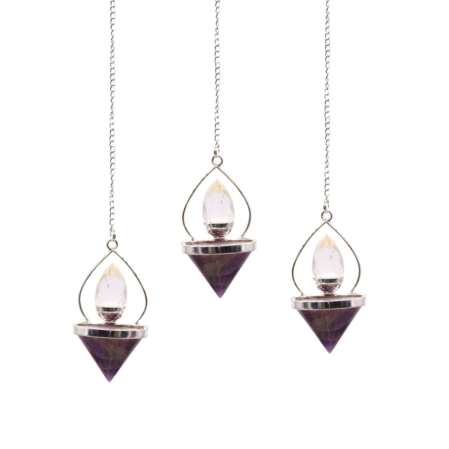 gemstone lantern  of life  of rock pendulum- Amethyst and rock quartz