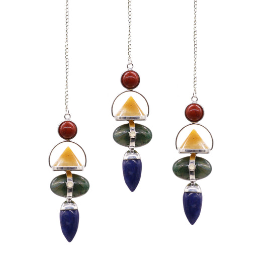 four element gemstone pendulum-red jasper, yellow adventurin,moss agate,soladite and moonstone