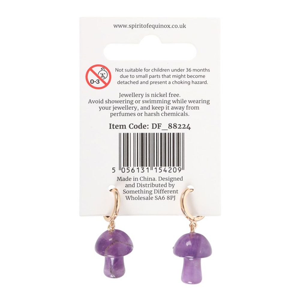 Amethyst Crystal Mushroom Earrings